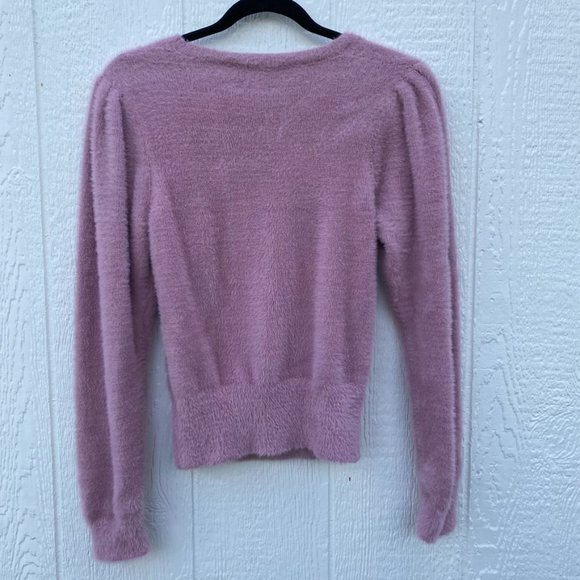 ASTR the Label Square Neck Faux Fur Fuzzy Sweater Pink Size Large - Picture 7 of 8